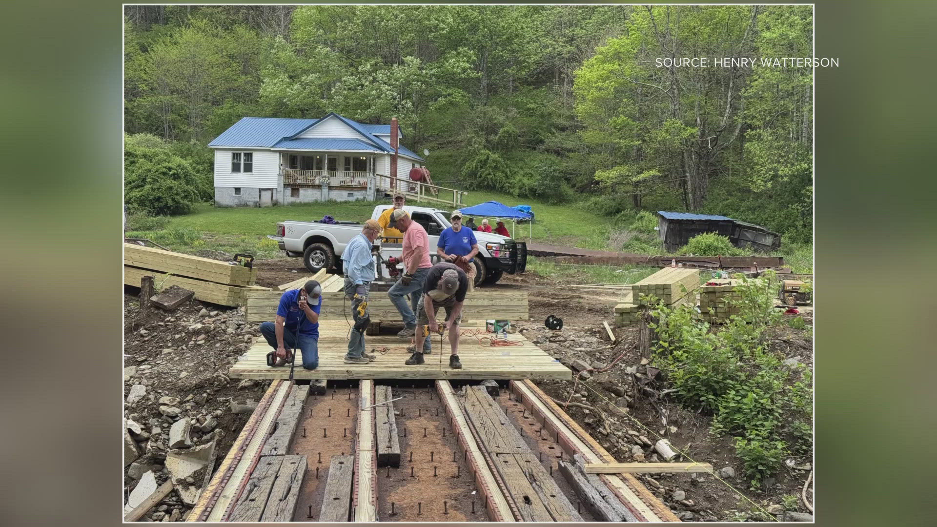 During Helene, the bridge washed away, leaving an elderly couple stranded. Now, it's been rebuilt.