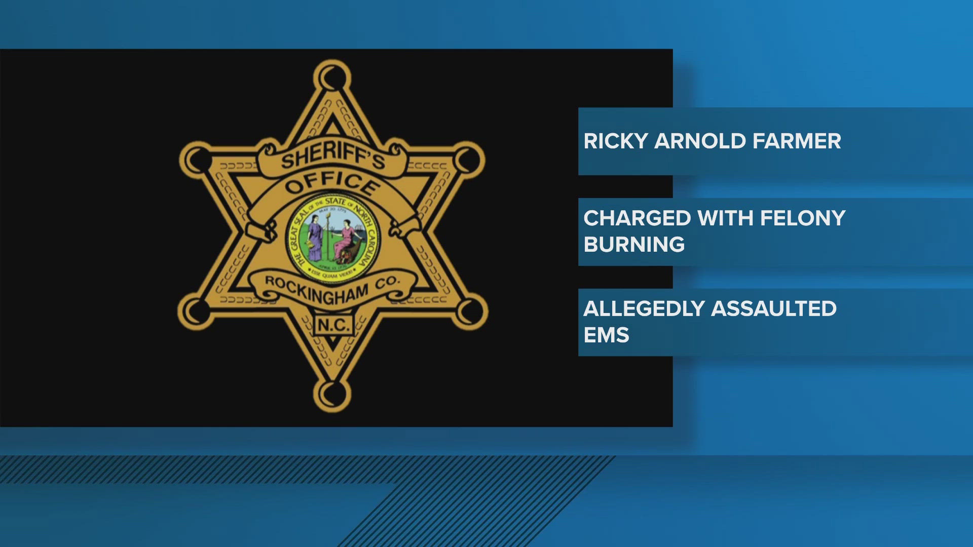 Ricky Farmer was arrested a few days ago and now faces several charges, including felony arson and assault.