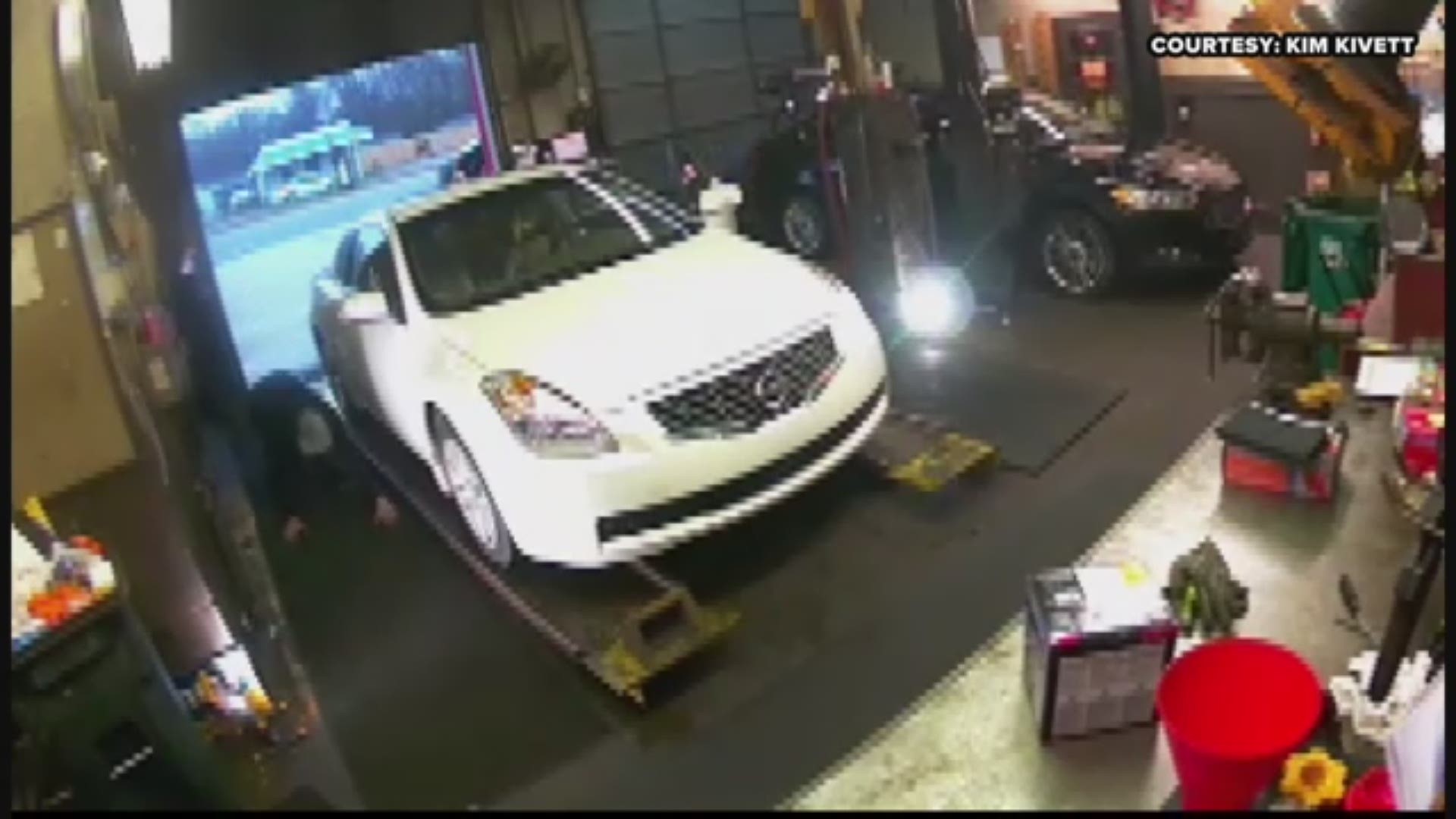 Surveillance video captured terrifying moments at Kivett Auto in Randolph County as workers run from gunshots.