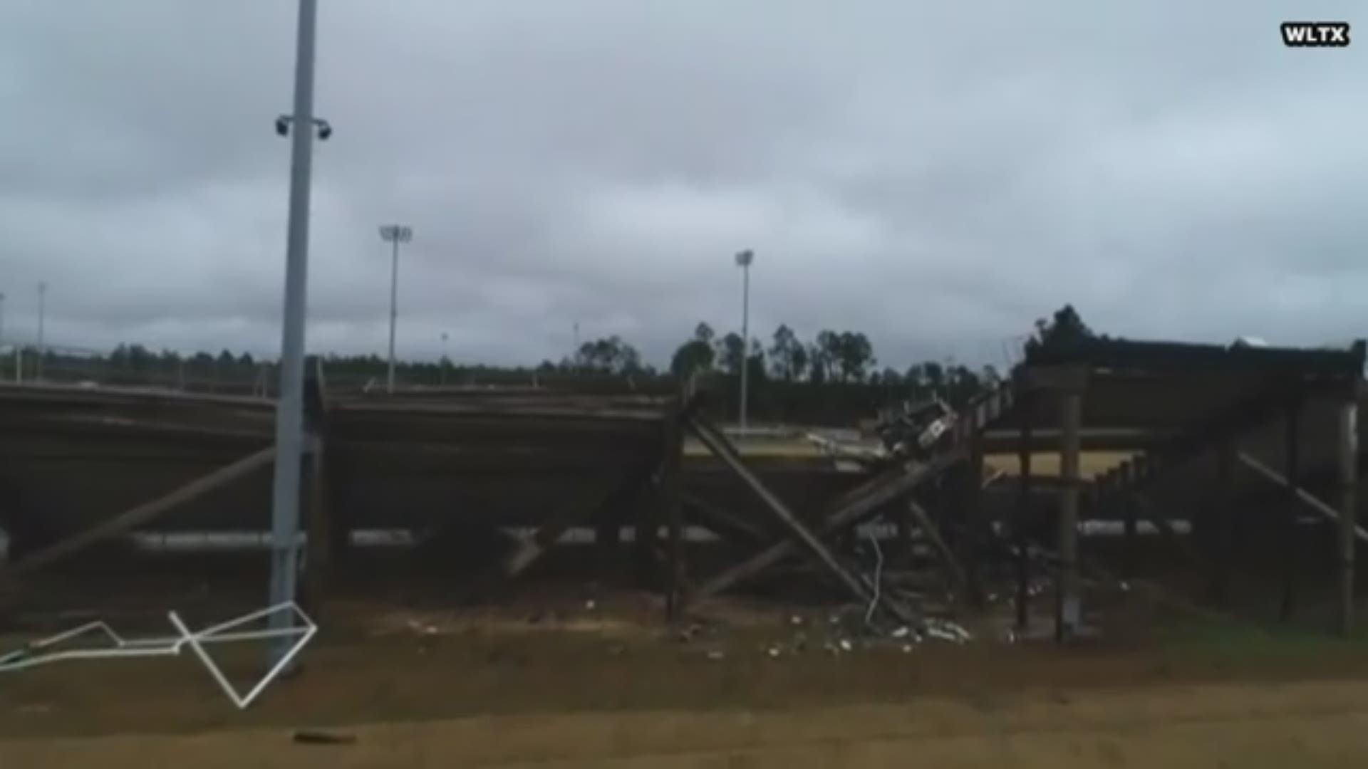 A tornado touched down Saturday night in Kershaw County and damaged a high school, football stadium, and buses, but no one was injured.
