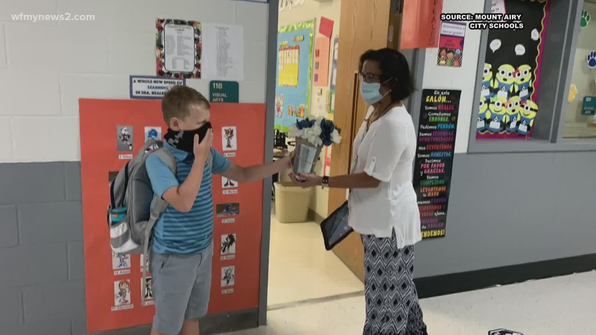 Mt. Airy schools is one of three Triad school districts starting the year with in-person learning. More than 1,200 kids returned to buildings Monday.