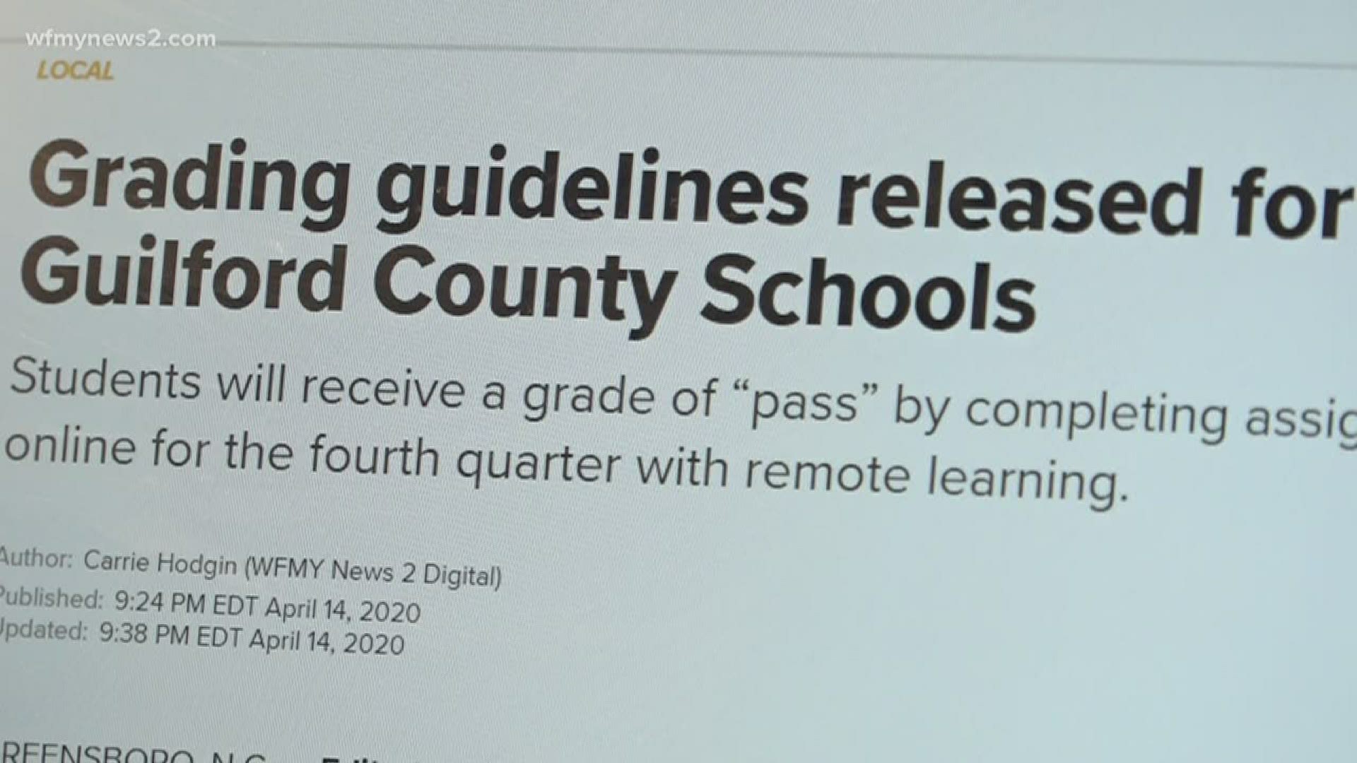 Guilford County Schools decided against letter grades for the rest of this year. Instead, it's opted on a pass or withdrawal grading system.