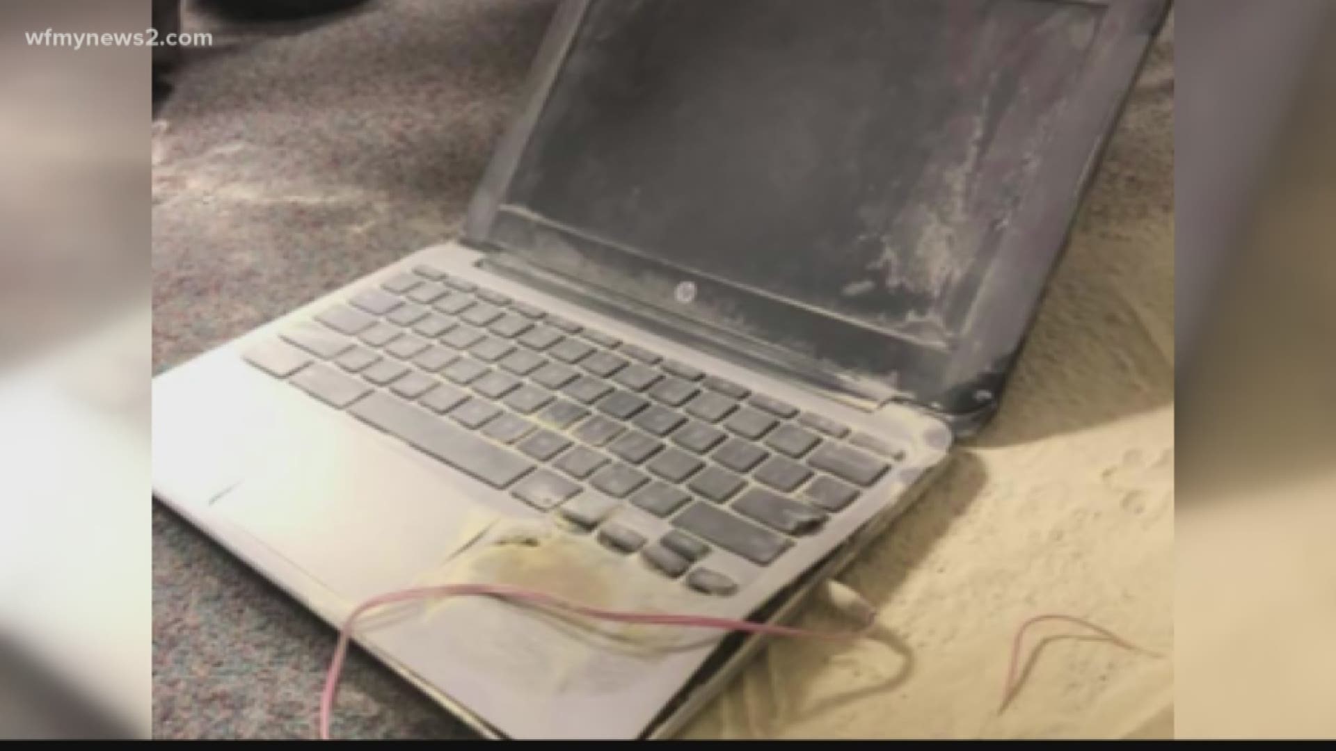 WSFCS officials say a third grade student's laptop overheated and started smoking at Louisville Elementary.