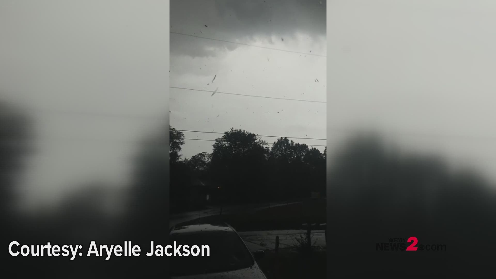 This video was sent in by Aryelle Jackson. It's 1/4 mile outside of Fort Valley in Peach County, Georgia. It shows debris floating down from the sky after a tornado warning