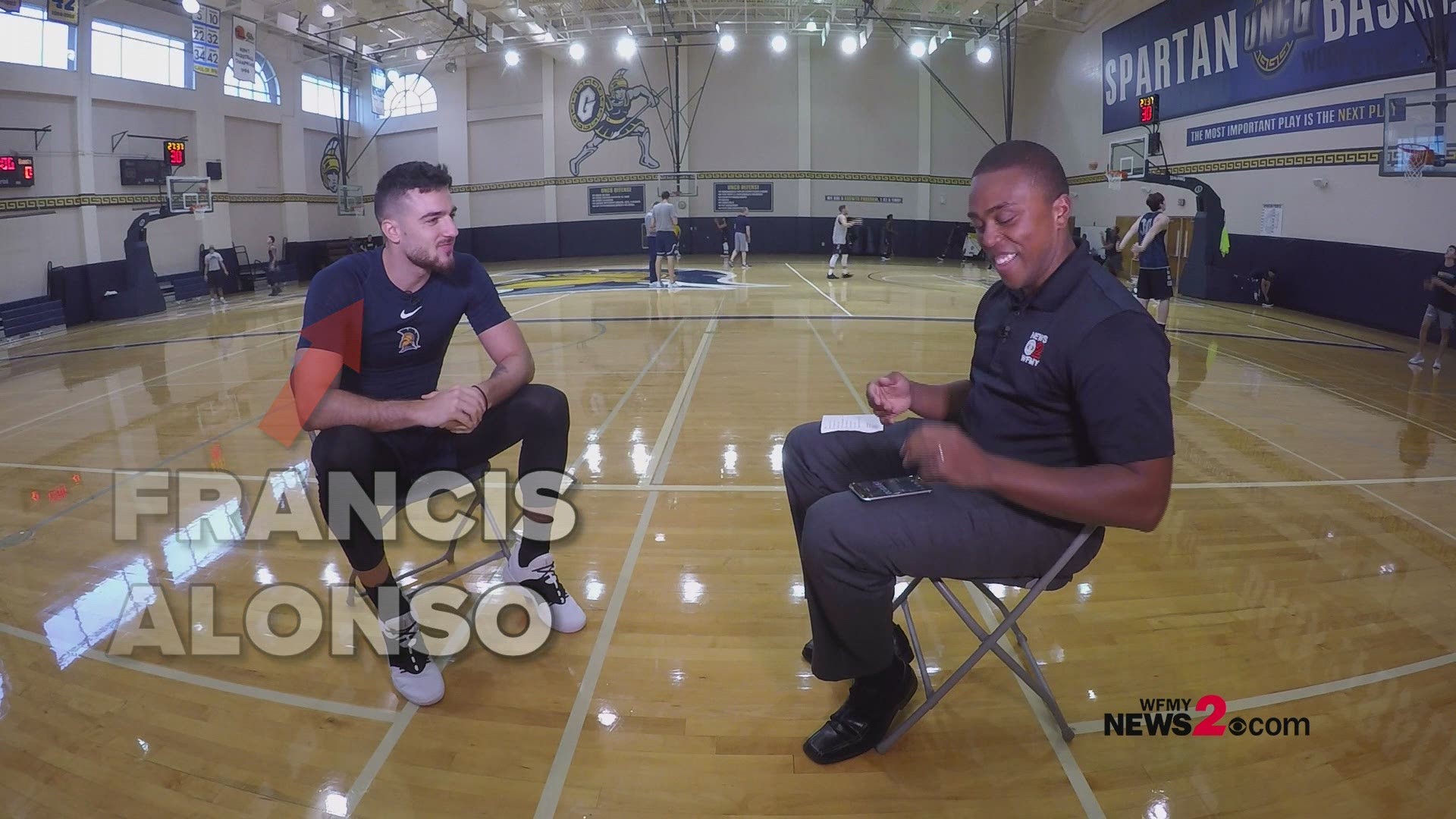 UNCG senior guard Francis Alonso sits down with WFMY News 2's Patrick Wright for one minute of rapid-fire questions.