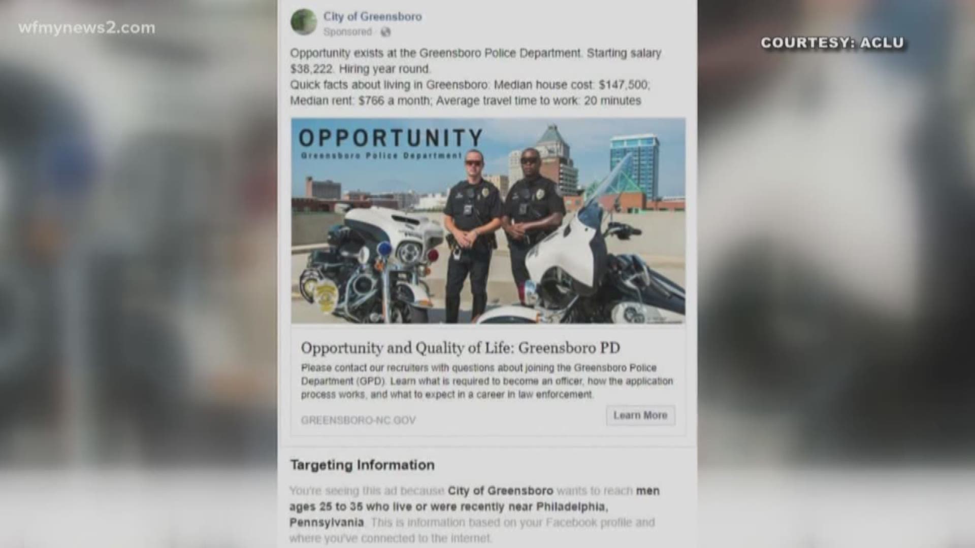 ACLU Lawsuit Over Greensboro Police Ad