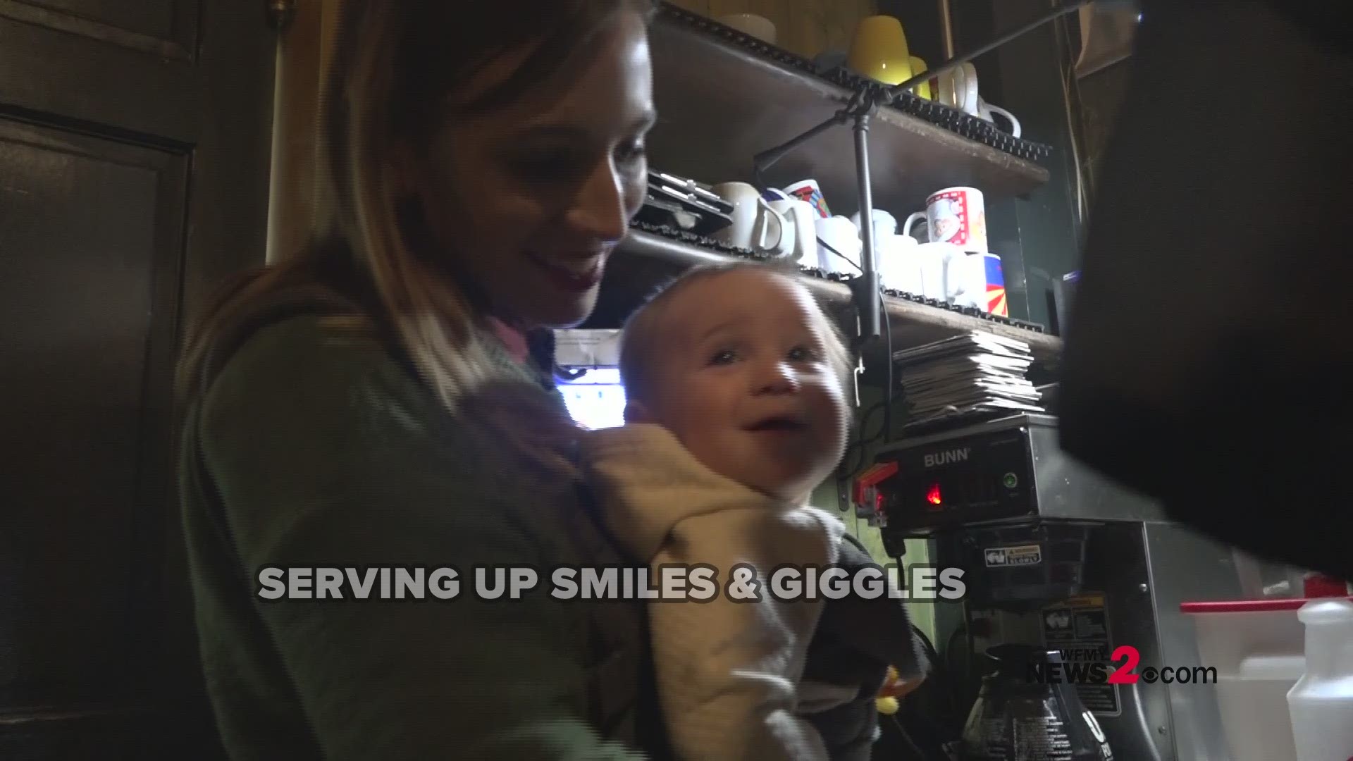 You could say baby Ellanore is stealing hearts in downtown Greensboro! Ellanore's mom had to bring her daughter to work at M'Coul's Public House in Greensboro due to the winter storm.