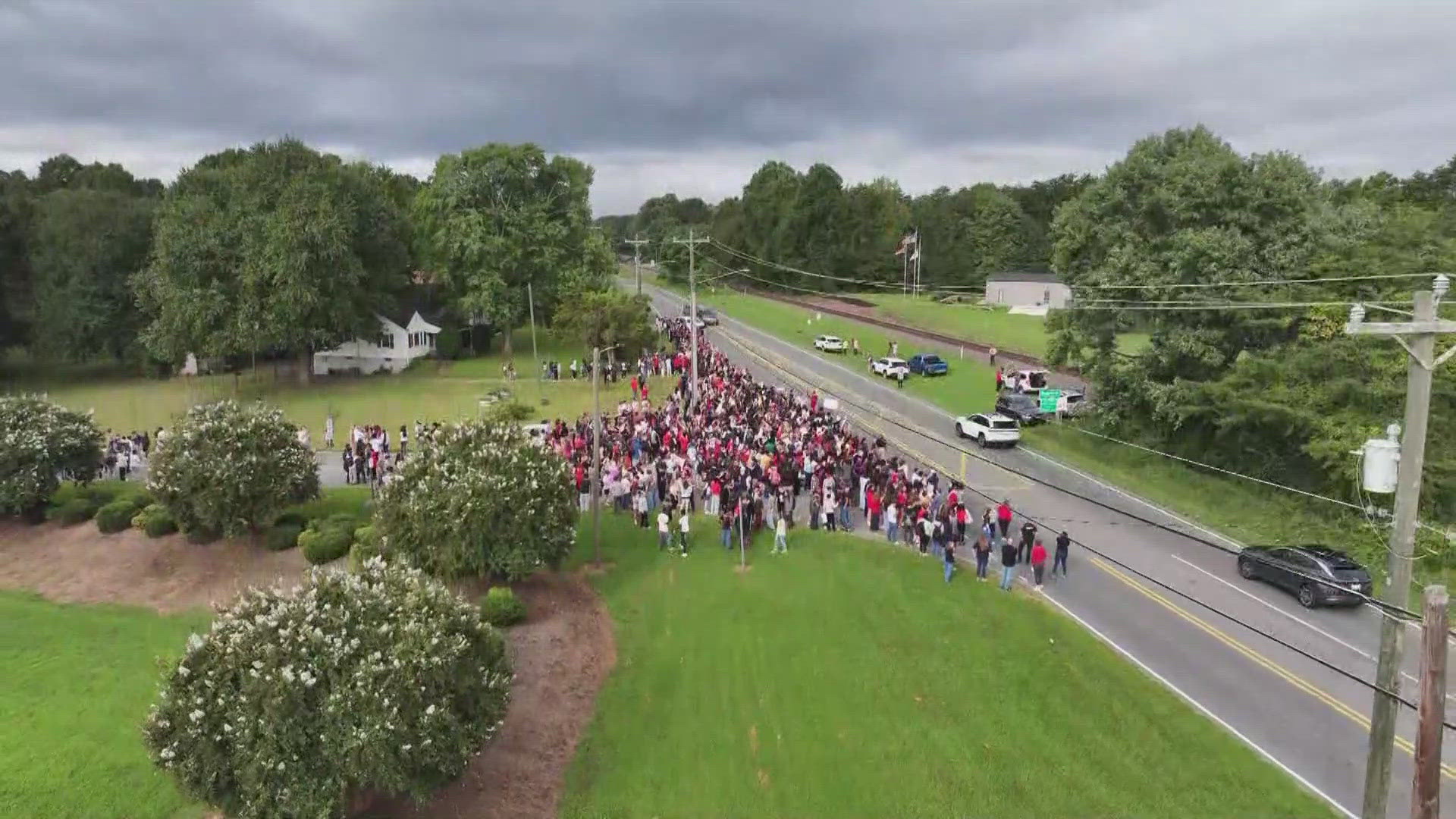East Forsyth High students stage walkout to protest job cuts ...