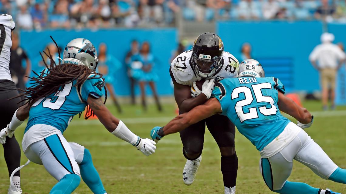 McCaffrey scores 3 TDs, Panthers hold off Jaguars, 34-27