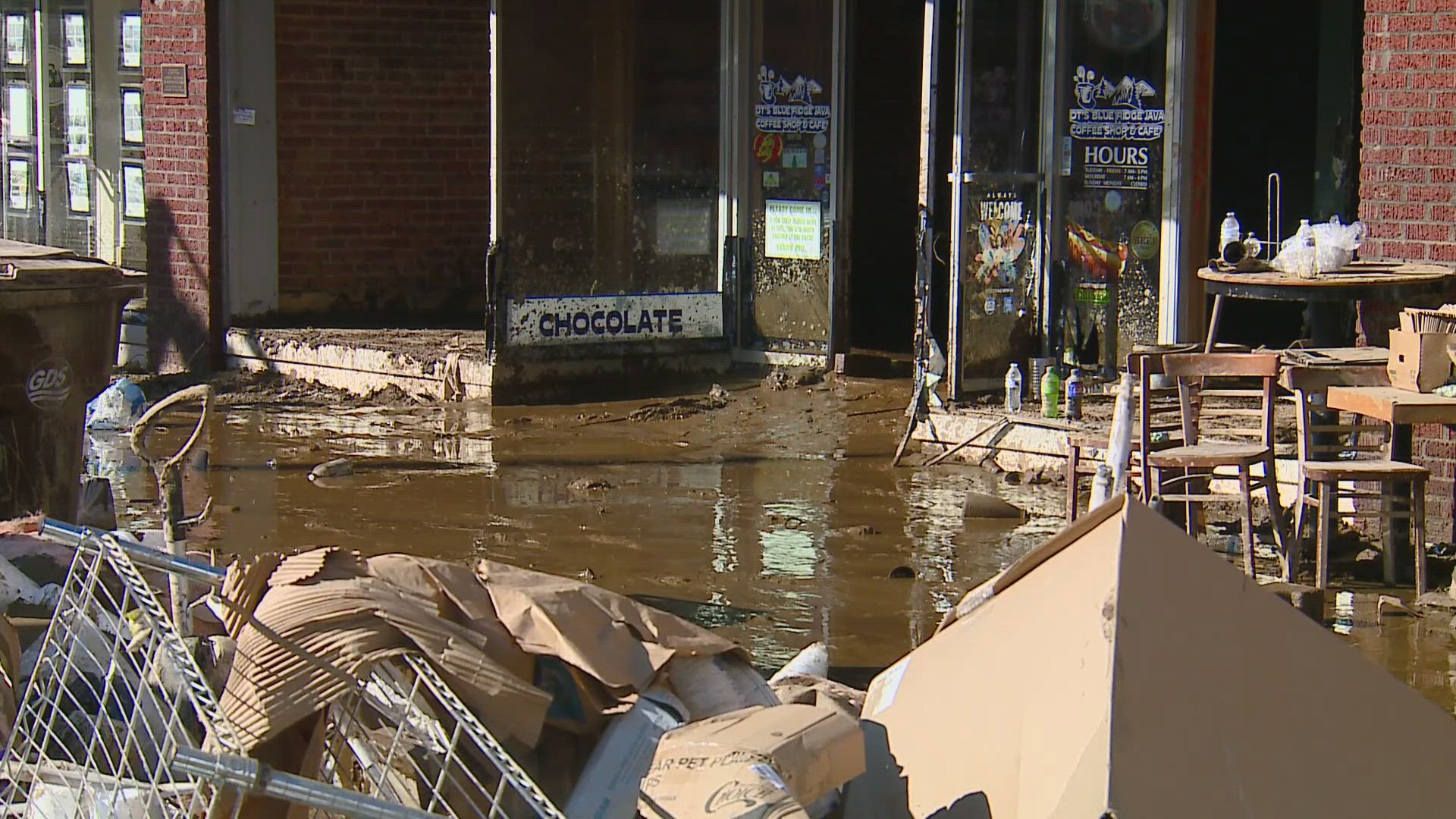 Parts of the small town are unrecognizable.