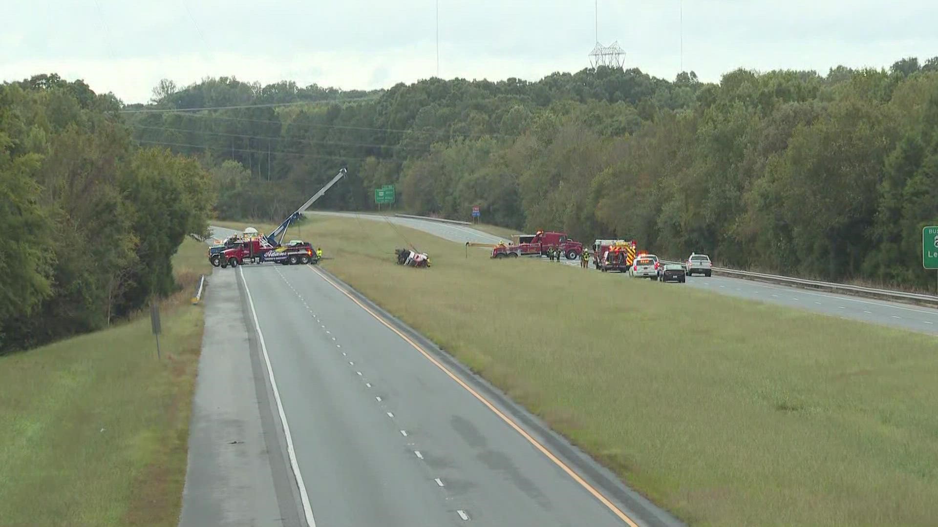 All lanes of I-73 are closed north of Asheboro in Randolph County near exit 86 due to a tractor trailer crash