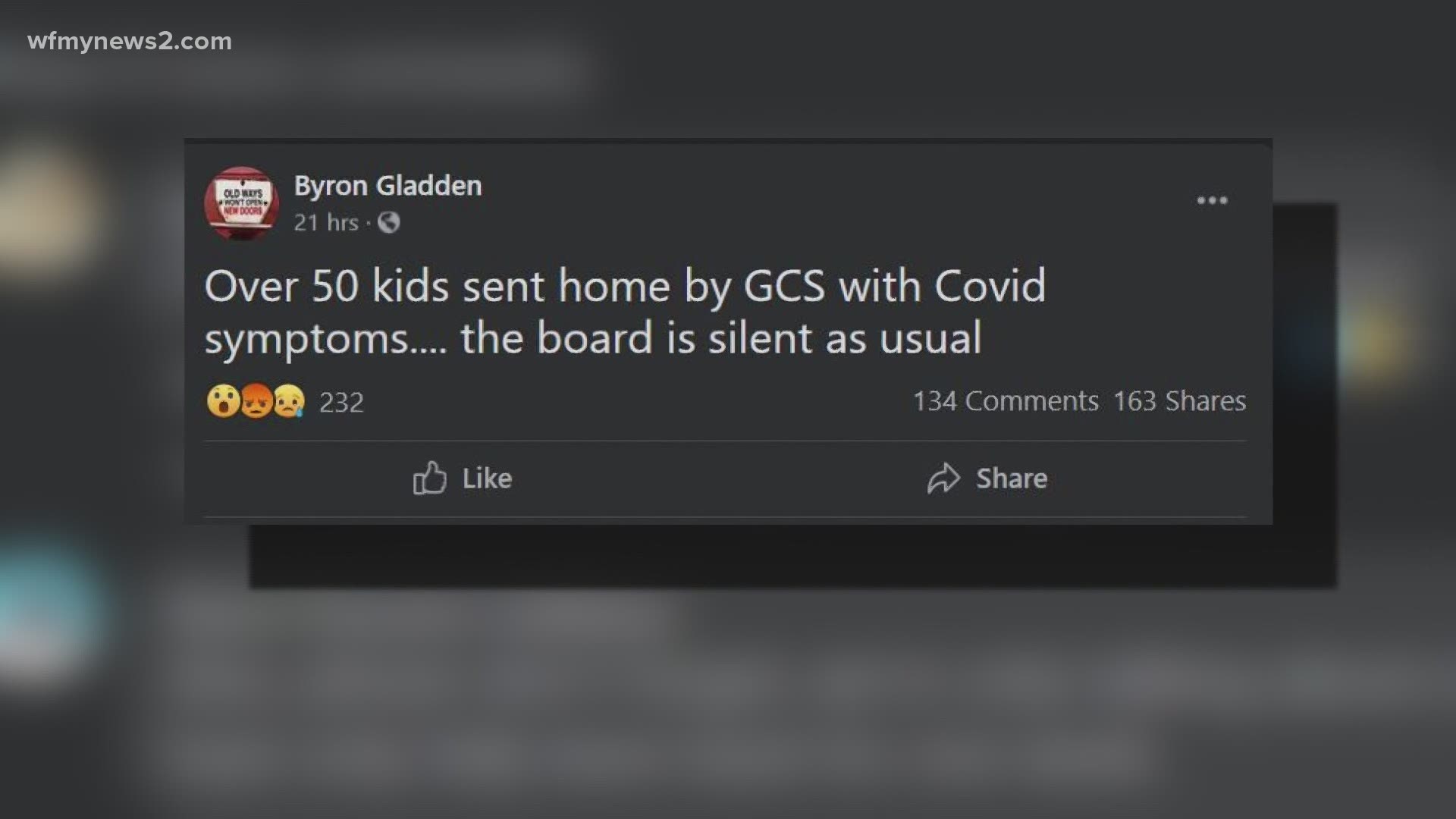 Byron Gladden claims more than 50 students in the district were sent home in the past week with COVID-19-like symptoms.