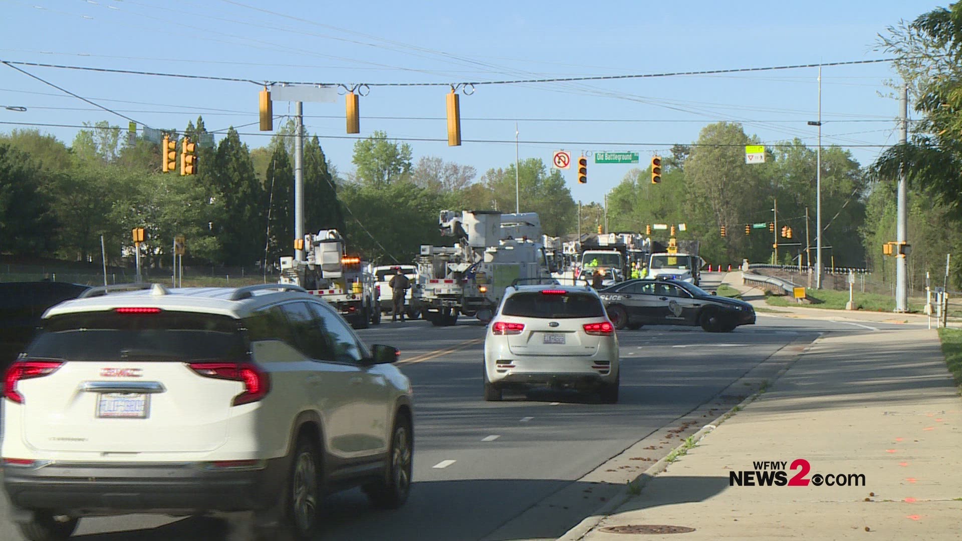 Greensboro police said a tree fell on power lines causing a power outage.