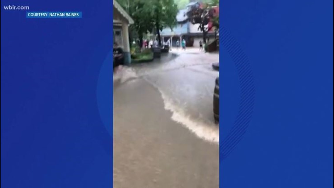 VIDEO Water Rushes Through Dollywood After Heavy Rain Causes Flash