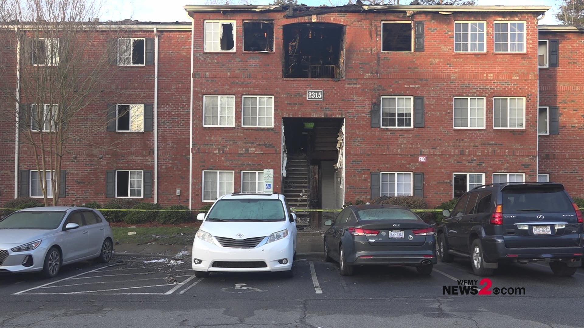 Five people had to go to area hospitals for injuries after the fire at Copper Mill Village Apartments in High Point.