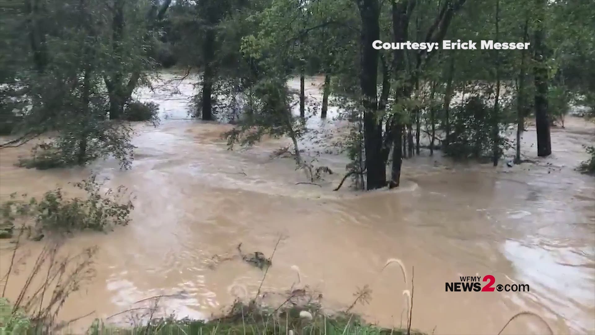 Abbotts Creek in Forsyth County experienced extreme flooding Thursday due to the effects of Michael.