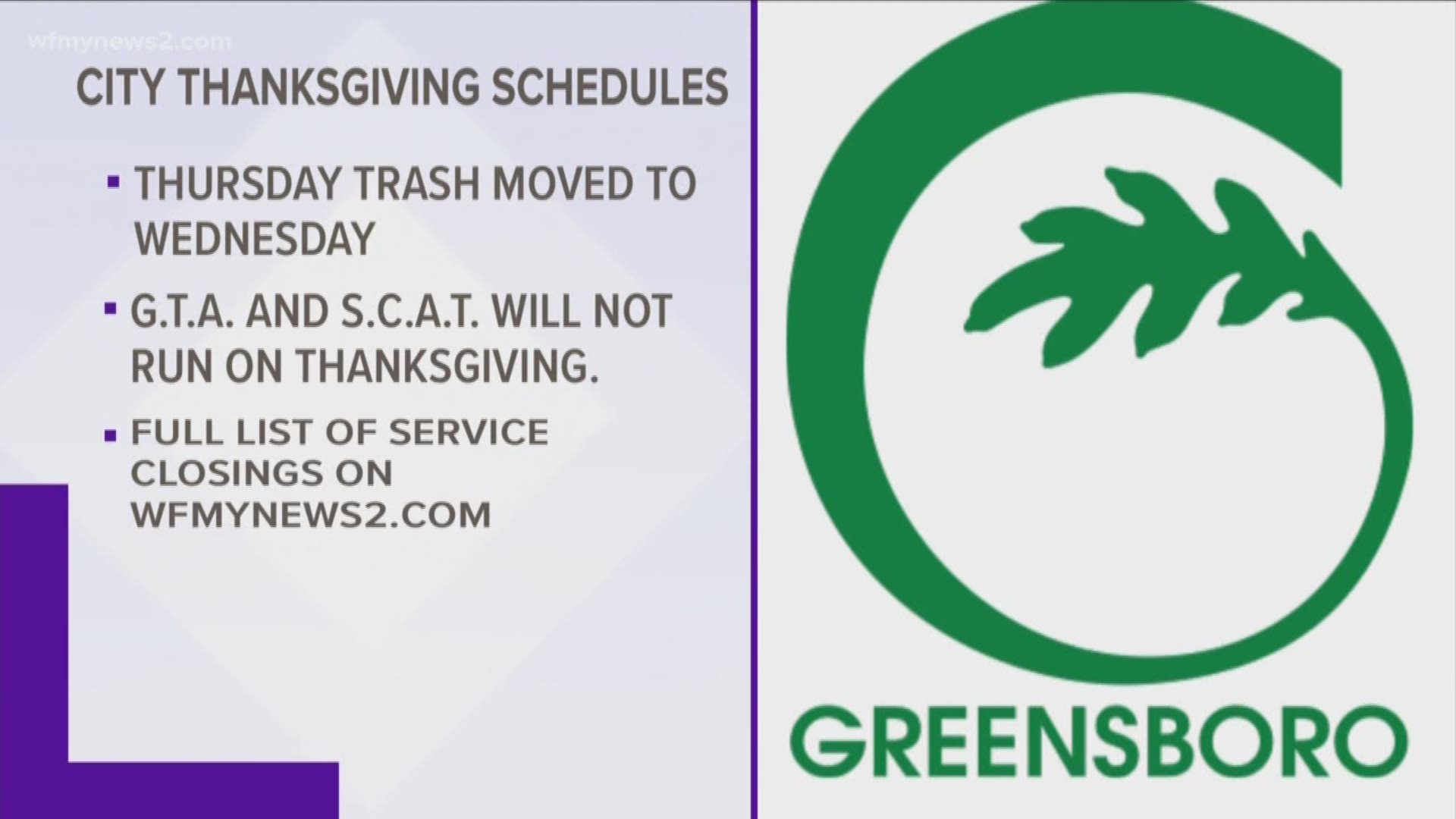 GSO offices will be closed on Thanksgiving, and other services have changed their schedule around