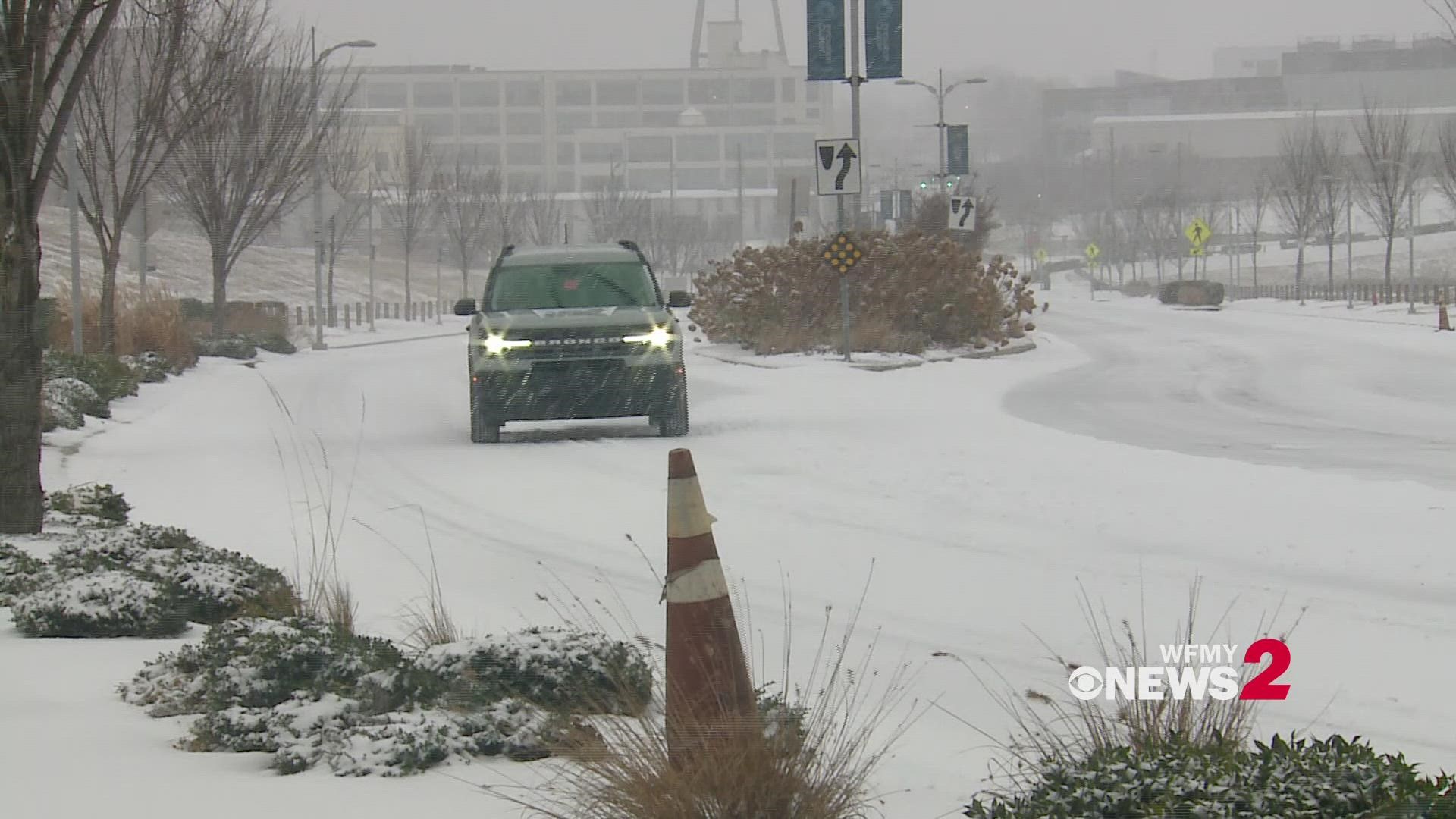 Snow video of downtown Winston-Salem