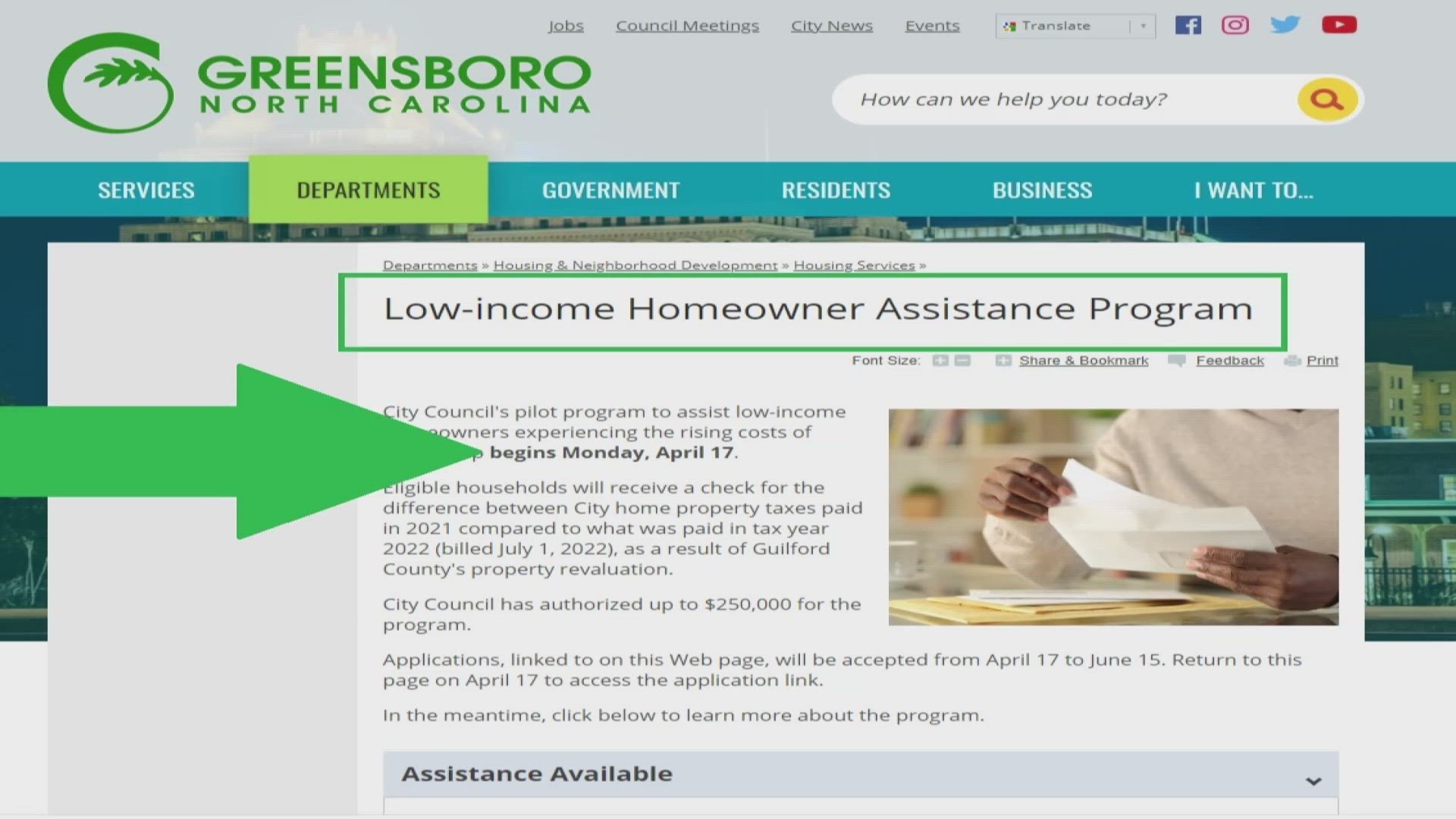 The low-income homeowner assistance program begins taking applications April 17