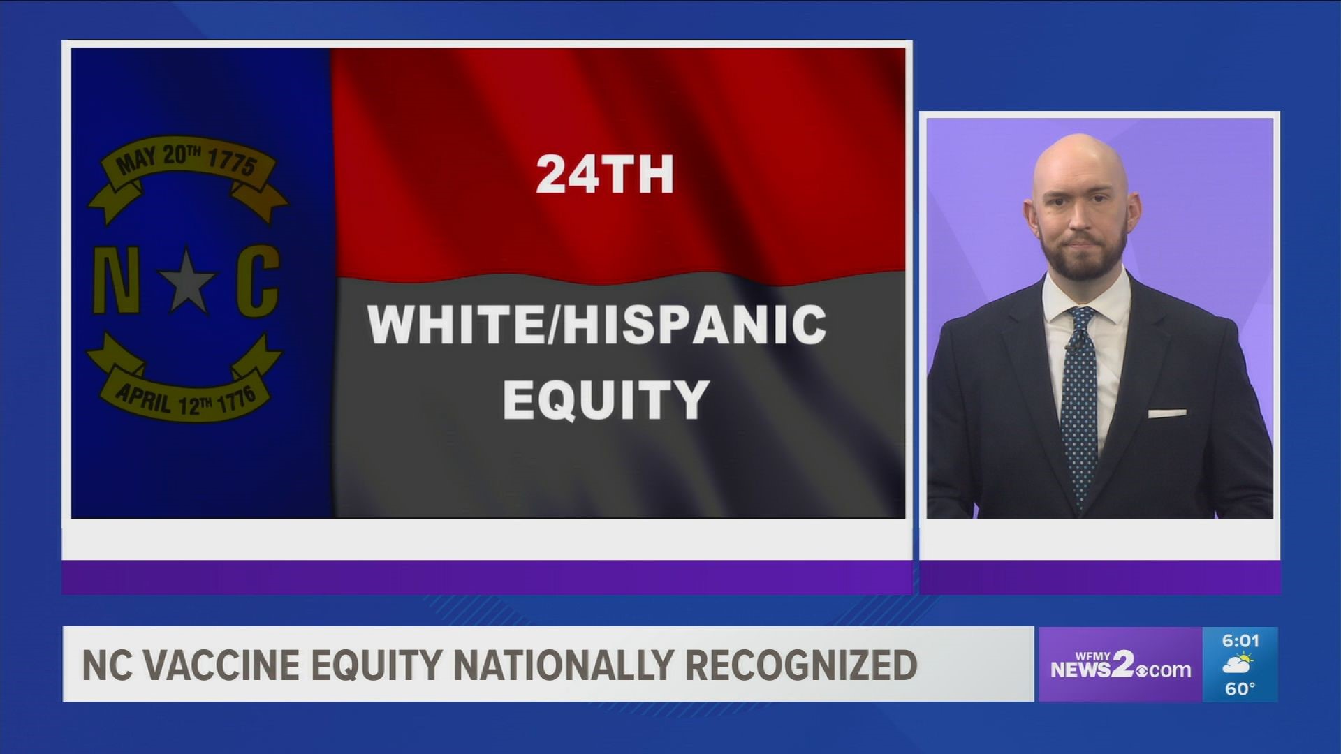 A Bloomberg report shows North Carolina is among the top states for vaccine equity among white and black residents.