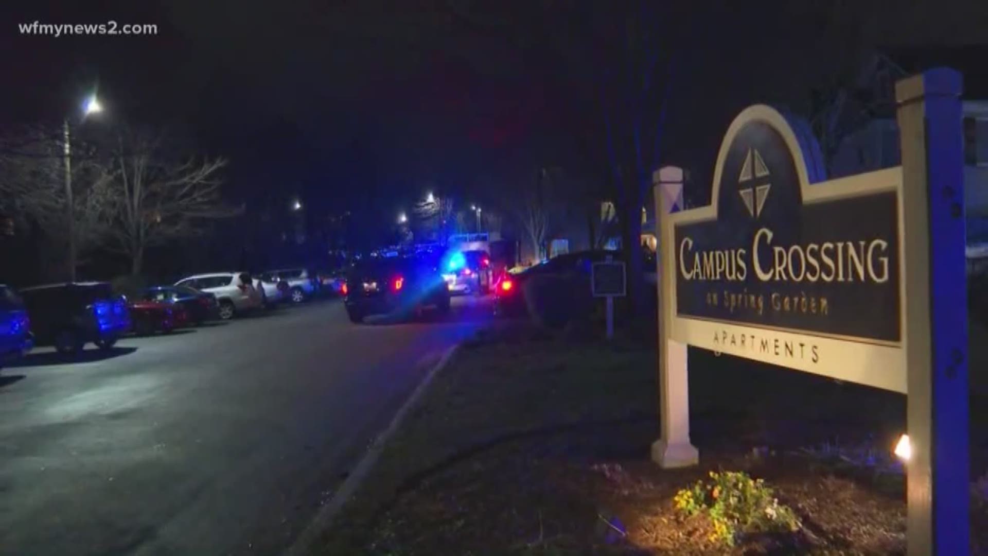 Greensboro police say one person was shot at Campus Crossing Apartments Friday night, but right now, they don’t know the extent of their injuries.