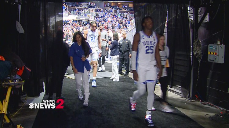 Duke players and Coaches headed to locker room after win over Oral Roberts