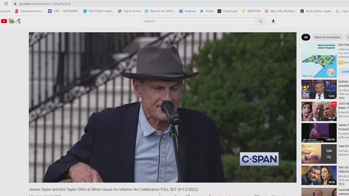 James Taylor performs at the White House
