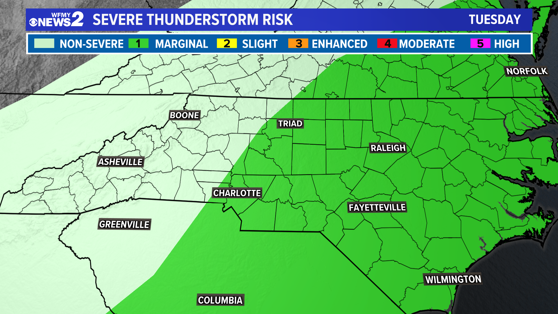 Showers and storms possible across the Triad on Tuesday | wfmynews2.com