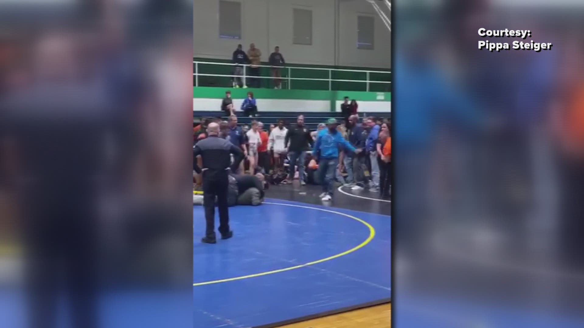 This video shows the aftermath of the hit. Kannapolis Police say Barry Lee Jones tackled a Southeast Guilford High School wrestler who was in a match with his son.