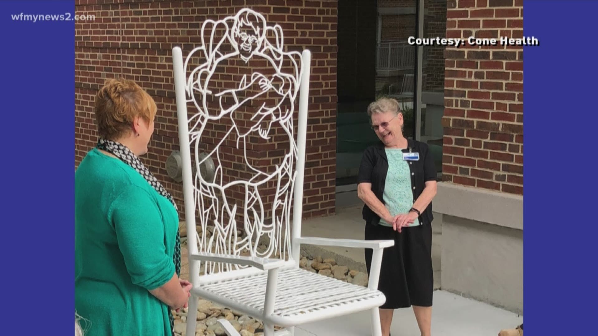 Sarah Bean was honored with a sculpture of a rocking chair because of her love of rocking babies over her 23 year career. The hospital says she rocked half of the babies in Greensboro.