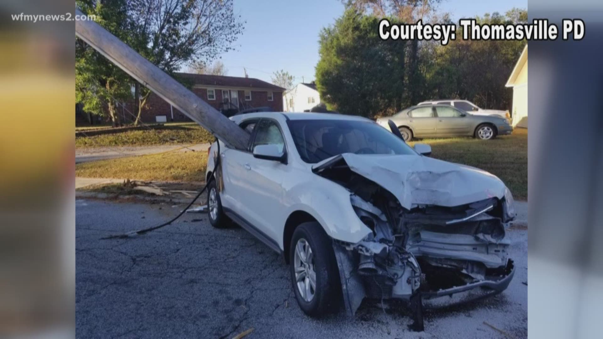 Neighbors who saw a pole crash through woman’s back window are amazed it didn't turn out worse.