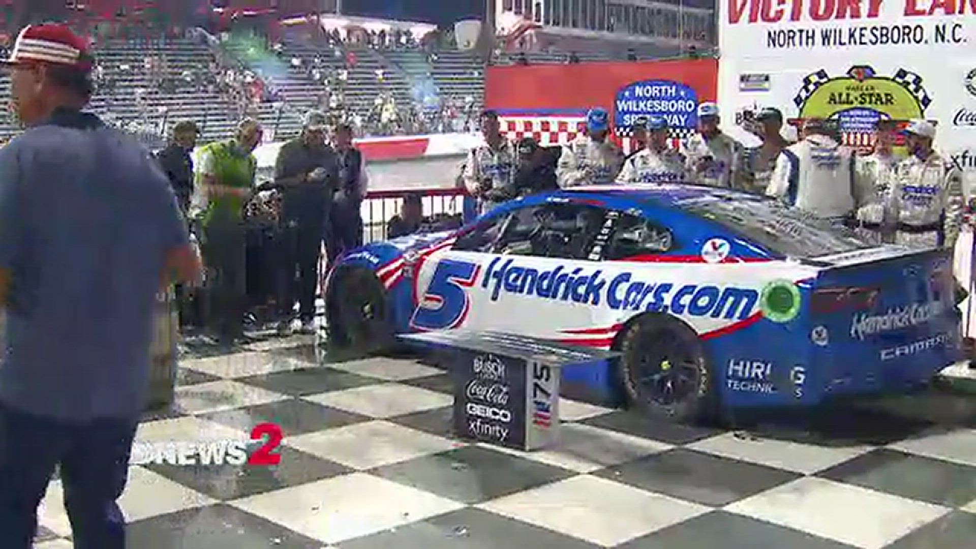 Kyle Larson celebrates his NASCAR All-Star Race win wfmynews2