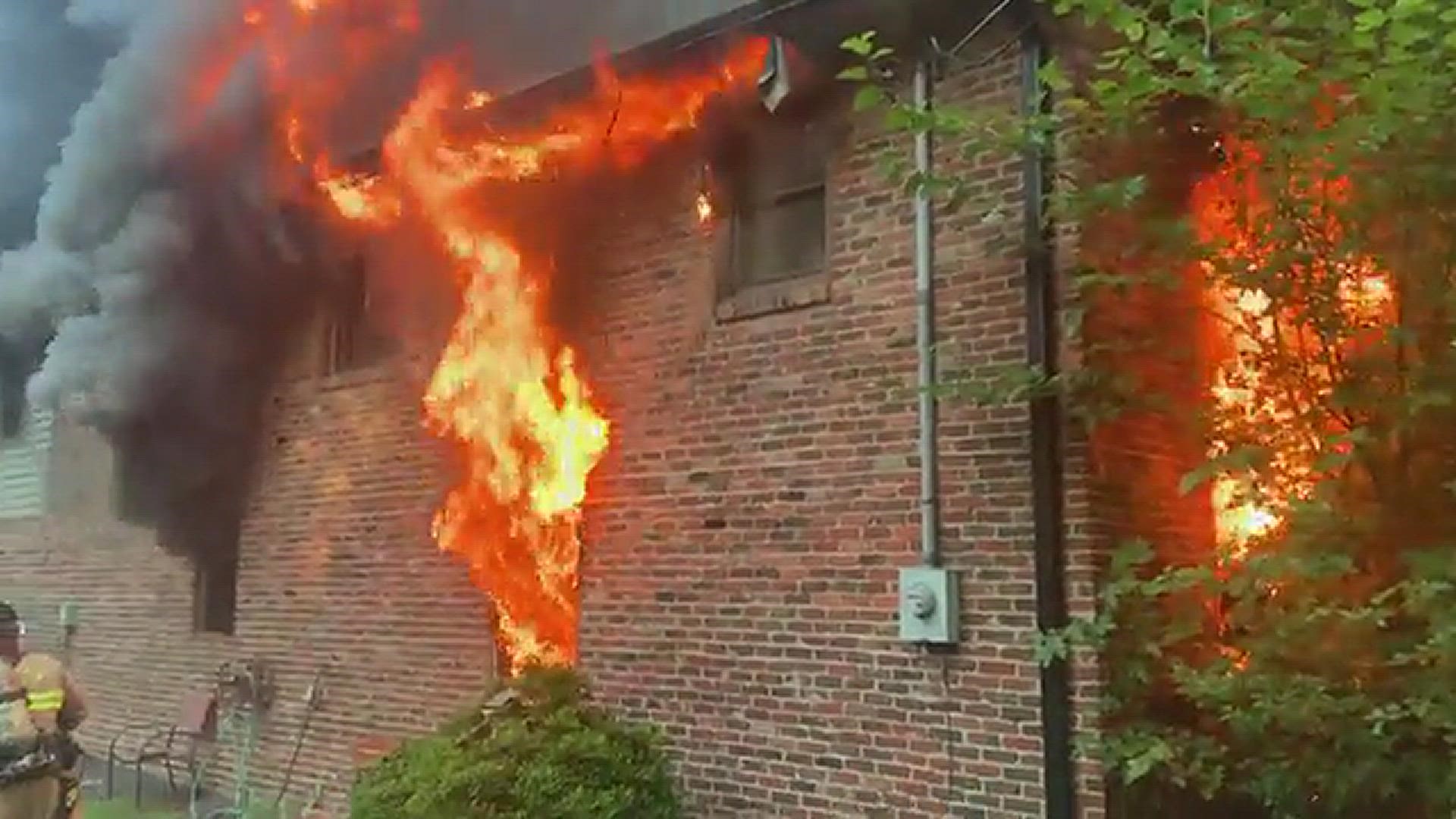 Firefighters are battling a house fire in Winston-Salem on Renigar Street.