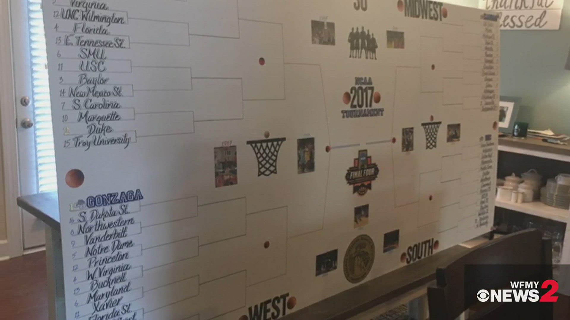 Danny Cronin's massive homemade March Madness bracket is incredible and...surprisingly only takes him between six to seven hours to make.
