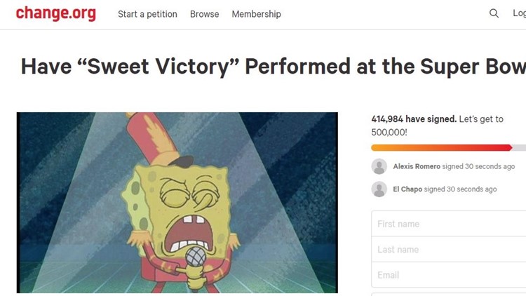 Spongebob Squarepants Fans Petition To Have Sweet Victory Performed At Super Bowl 53 Wfmynews2 Com