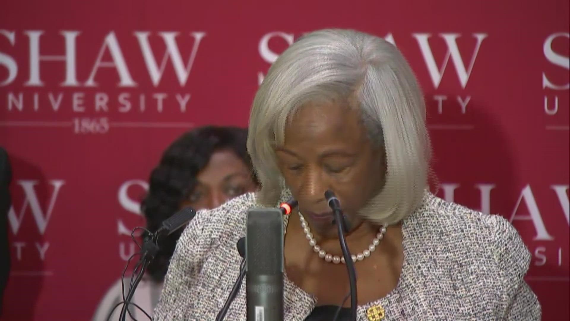 Shaw University President Paulette Dillard has accused law enforcement officers of racially profiling students traveling to a conference in Atlanta.