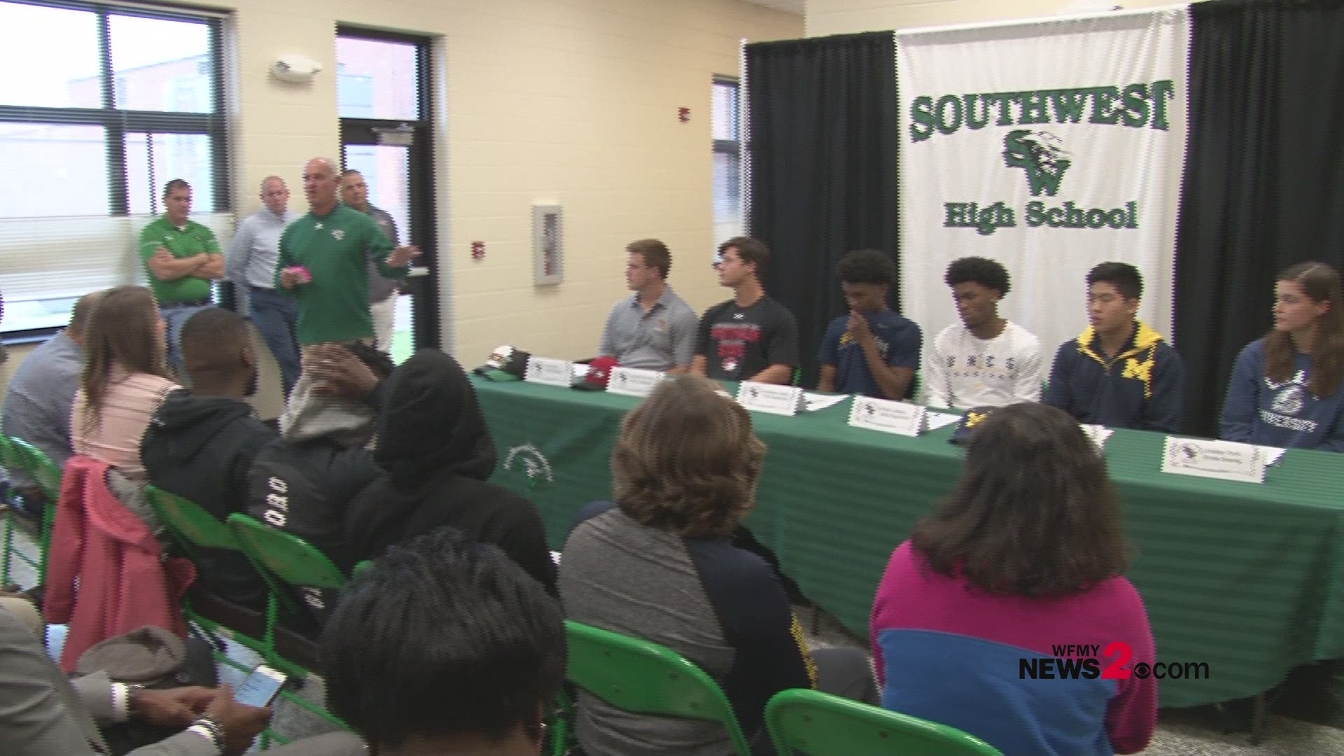 Dozens of high school student-athletes signed national letters of intent to play college sports on National Signing Day. The local list included six athletes at Southwest Guilford High School.