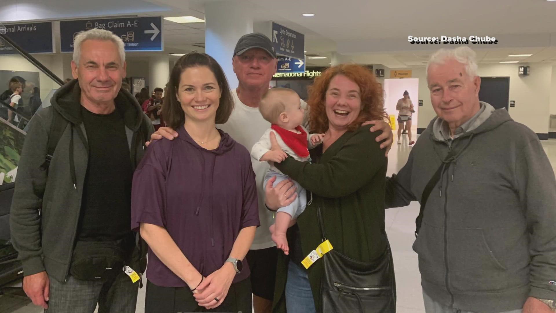A Greensboro woman is reunited with her family from Ukraine after working for months to get them to the United States.
