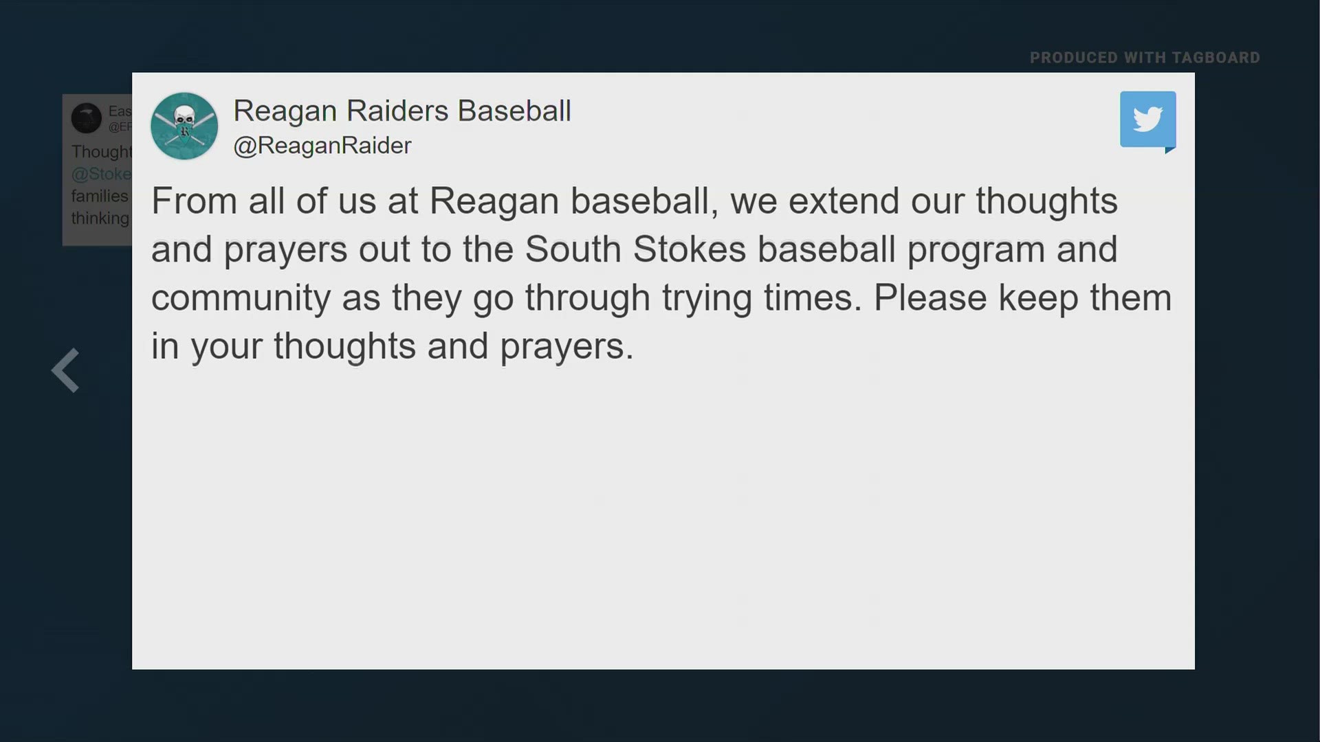 School officials said Blake Hughes died while on his way to a game. He was a baseball player for South Stokes High School.