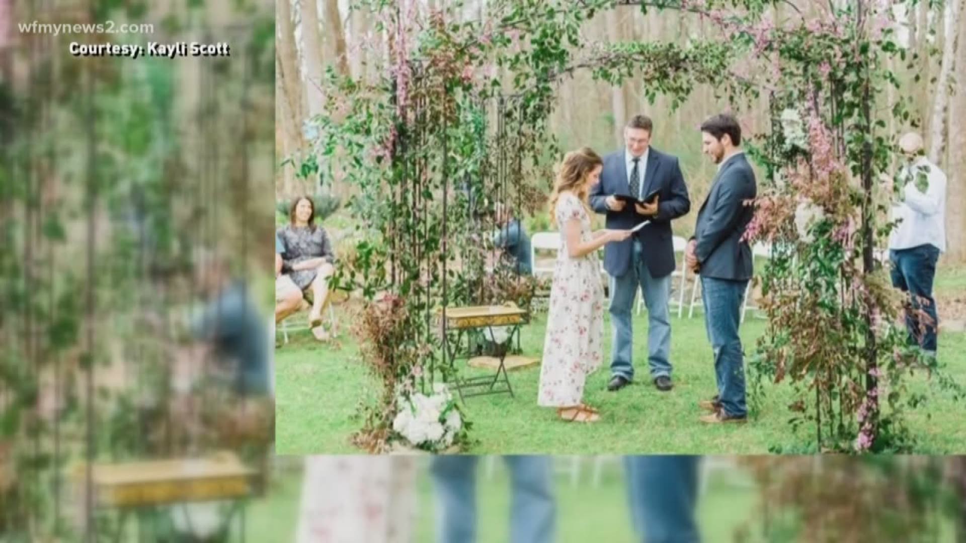 The senior softball player planned the wedding for nearly two years, so they made some adjustments so they could keep their date.