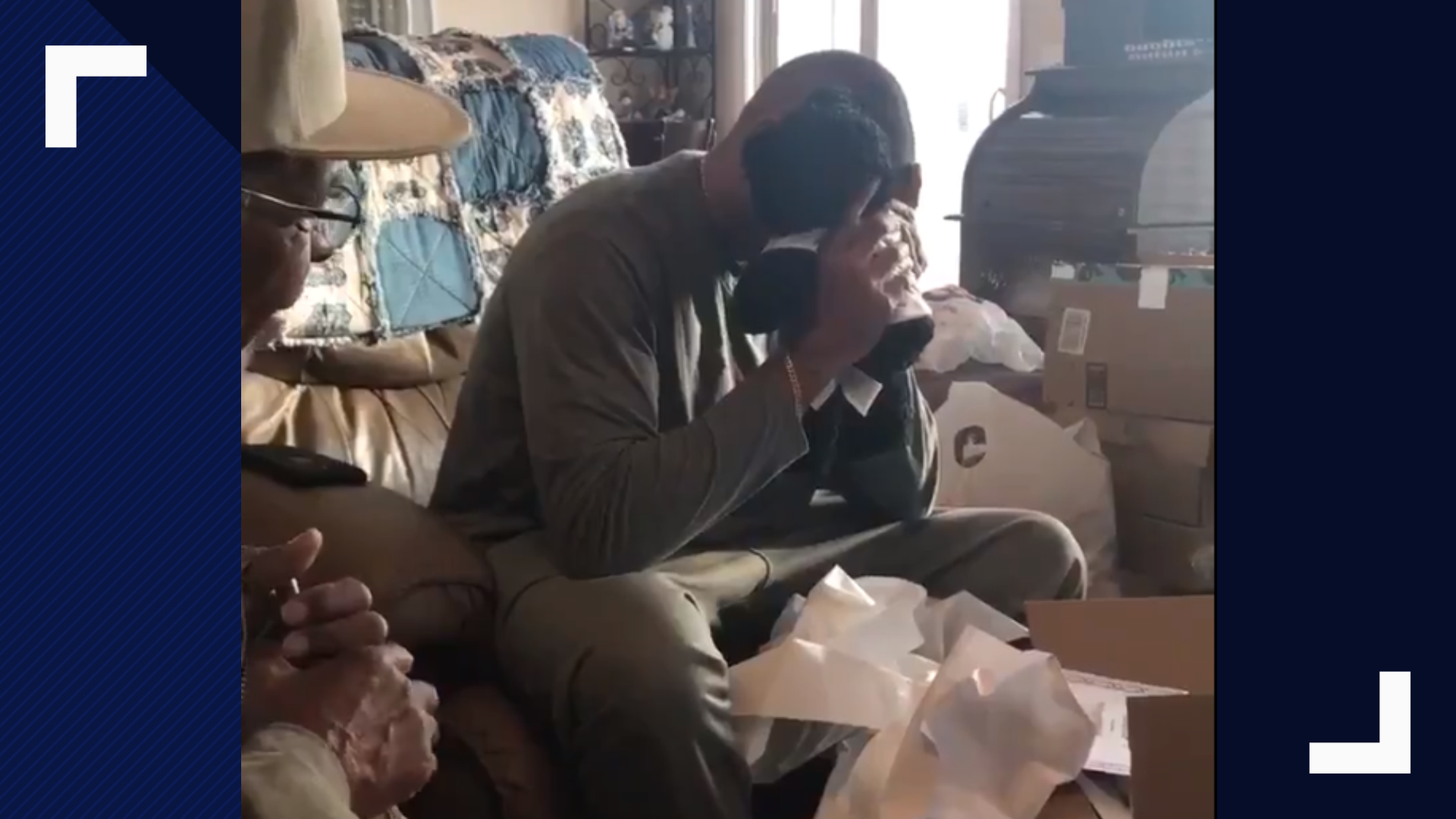 Daughters bring Winston-Salem Dad to tears on Christmas day with their special teddy bear gift.