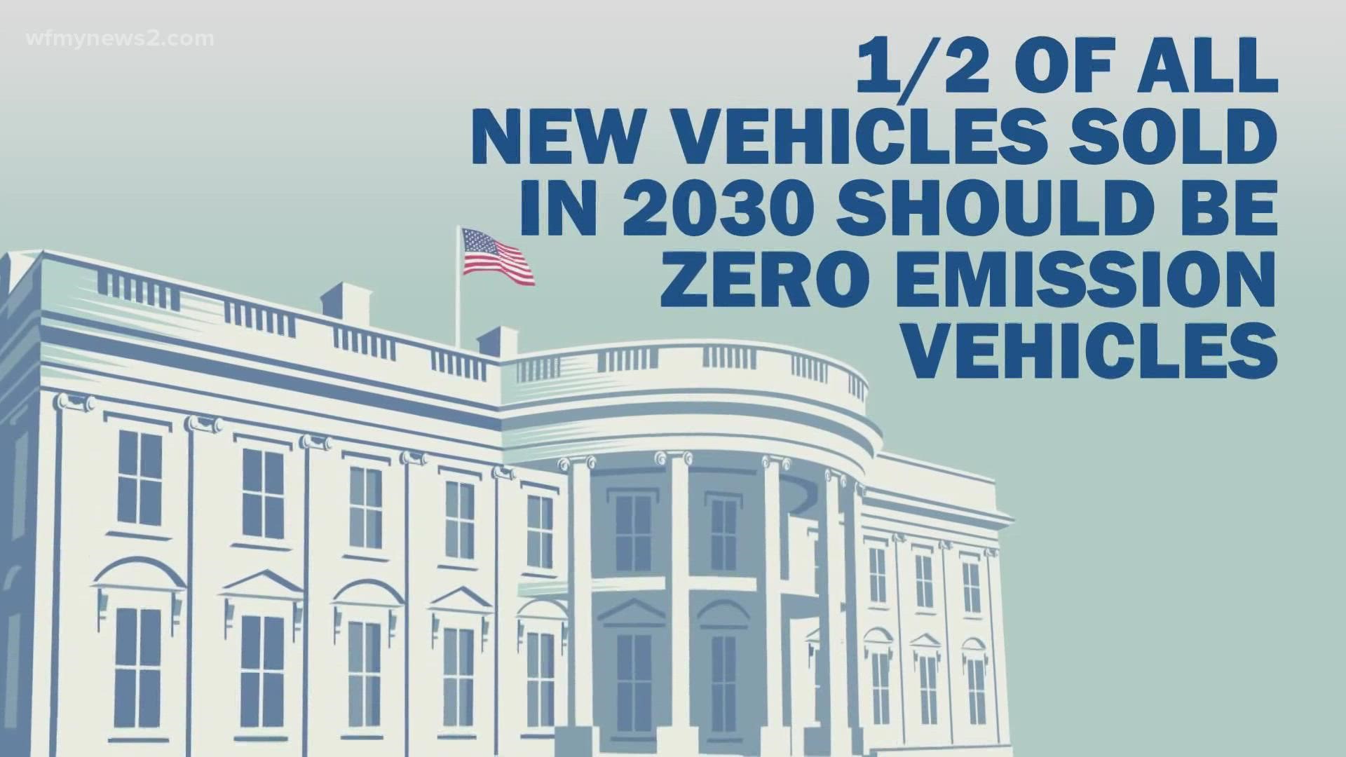 In an executive order, the president set the national goal of electric vehicles being half of all new vehicles sold by 2030.