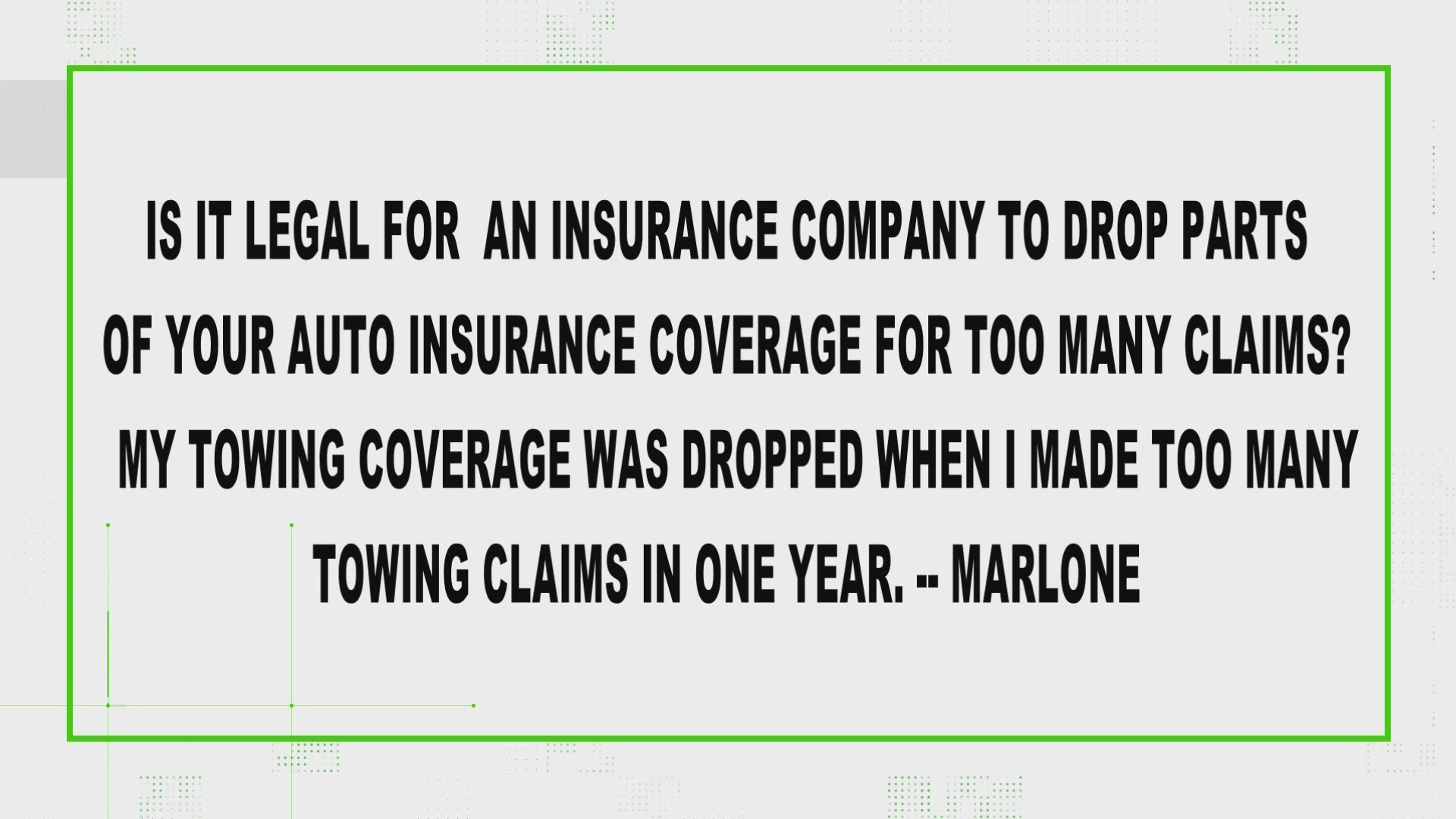 The Department of Insurance confirmed the only coverage an insurance company is required to offer every driver is liability insurance.