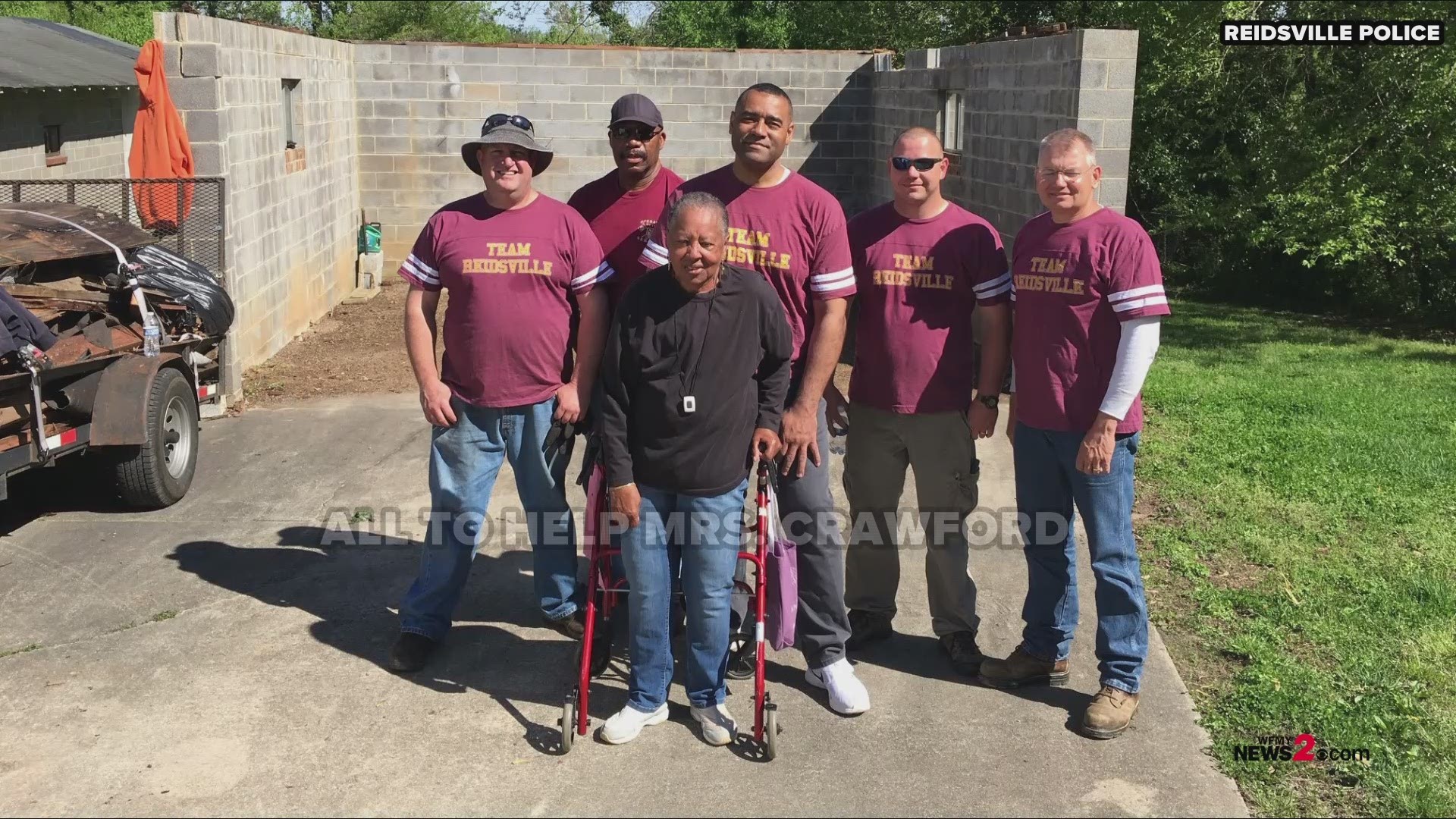 It’s their mission to serve and protect and that’s exactly what five officers including the Reidsville Police Chief did while helping a woman in the community. Mrs. Louise Crawford needed help after her garage collapsed. The officers showed up and surprised her by clearing the debris.