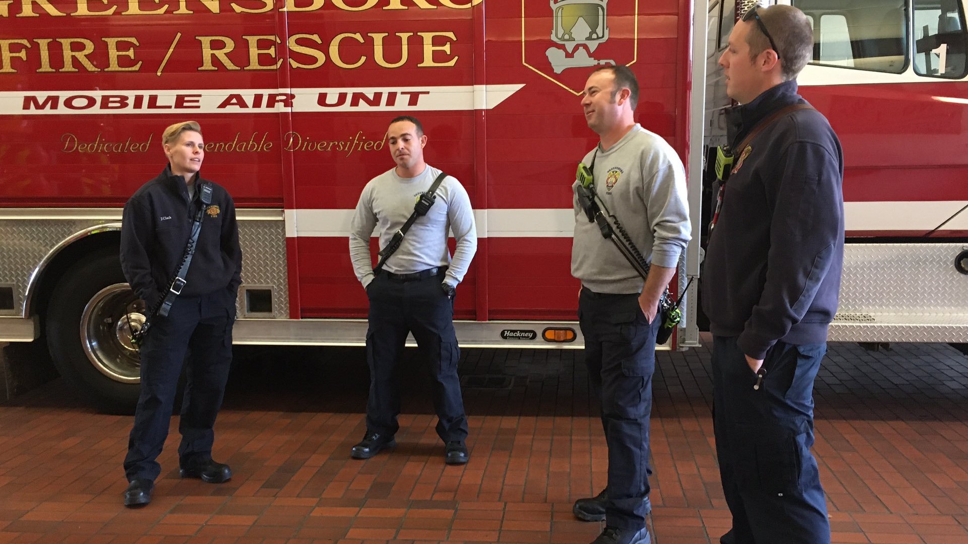 Greensboro Firefighters' families joined them for Thanksgiving dinner at the firehouse.