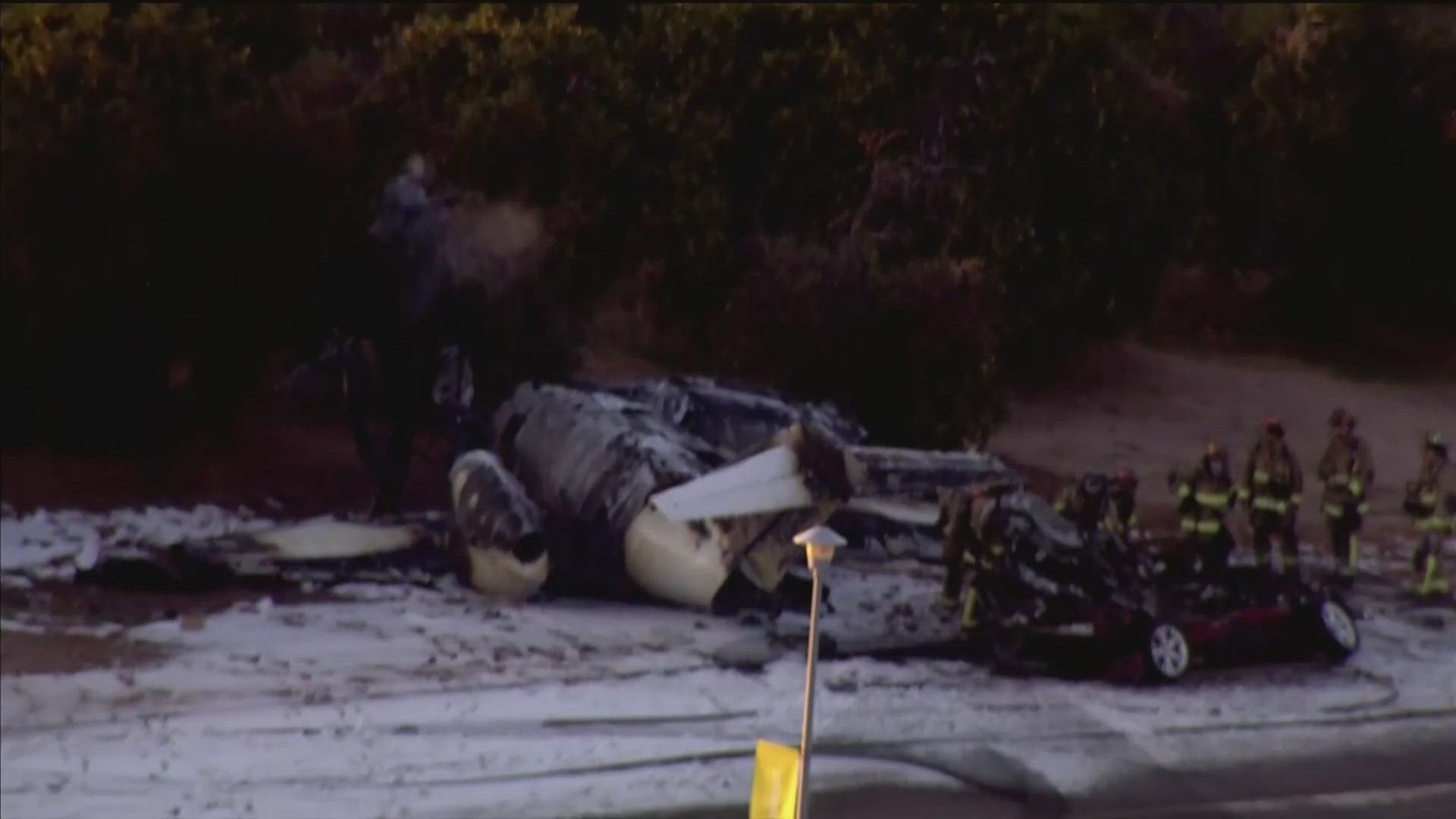 The aircraft crashed into a car after failing to take off.