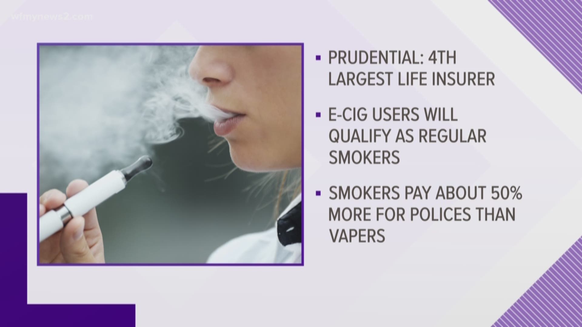The company says e-cigarette users will end up paying more when applying for individual life insurance coverage.