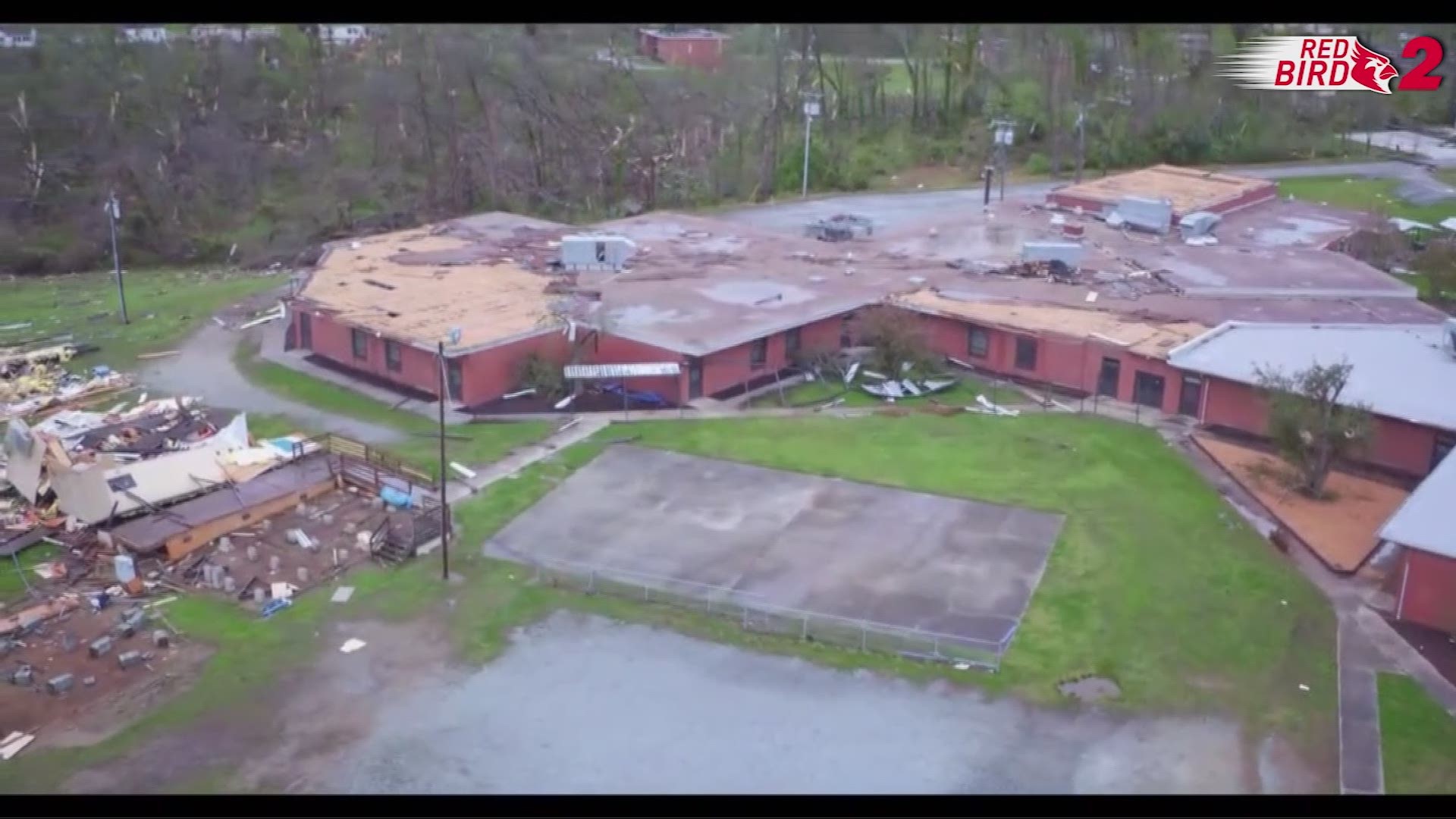 Red Bird 2 Checks Out Damage at Hampton Elementary School