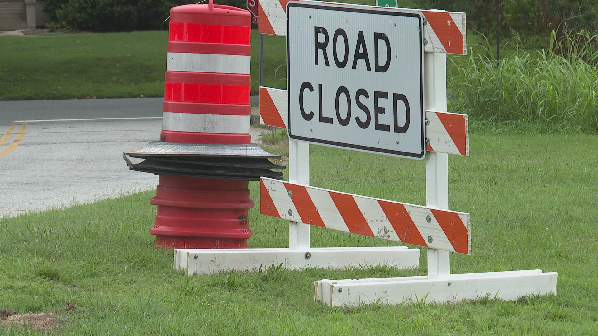 Road signs indicating flood-prone areas have been spread around town.