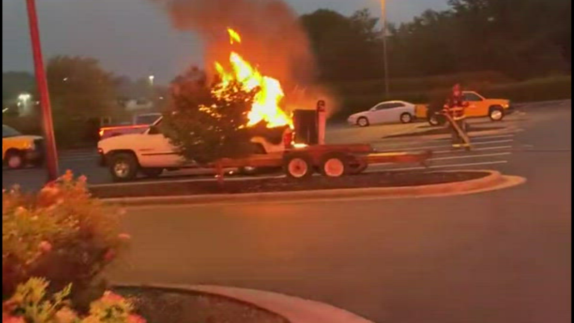 Winston-Salem police said the truck was on fire in the parking lot of a Dave and Busters.